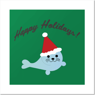 Happy Holidays Santa Seal Posters and Art